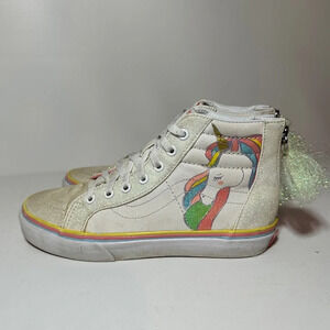 VANS Sk8-Hi Zip Rainbow Unicorn Glitter Sneakers Shoes Toddler Kids Size 3.5.